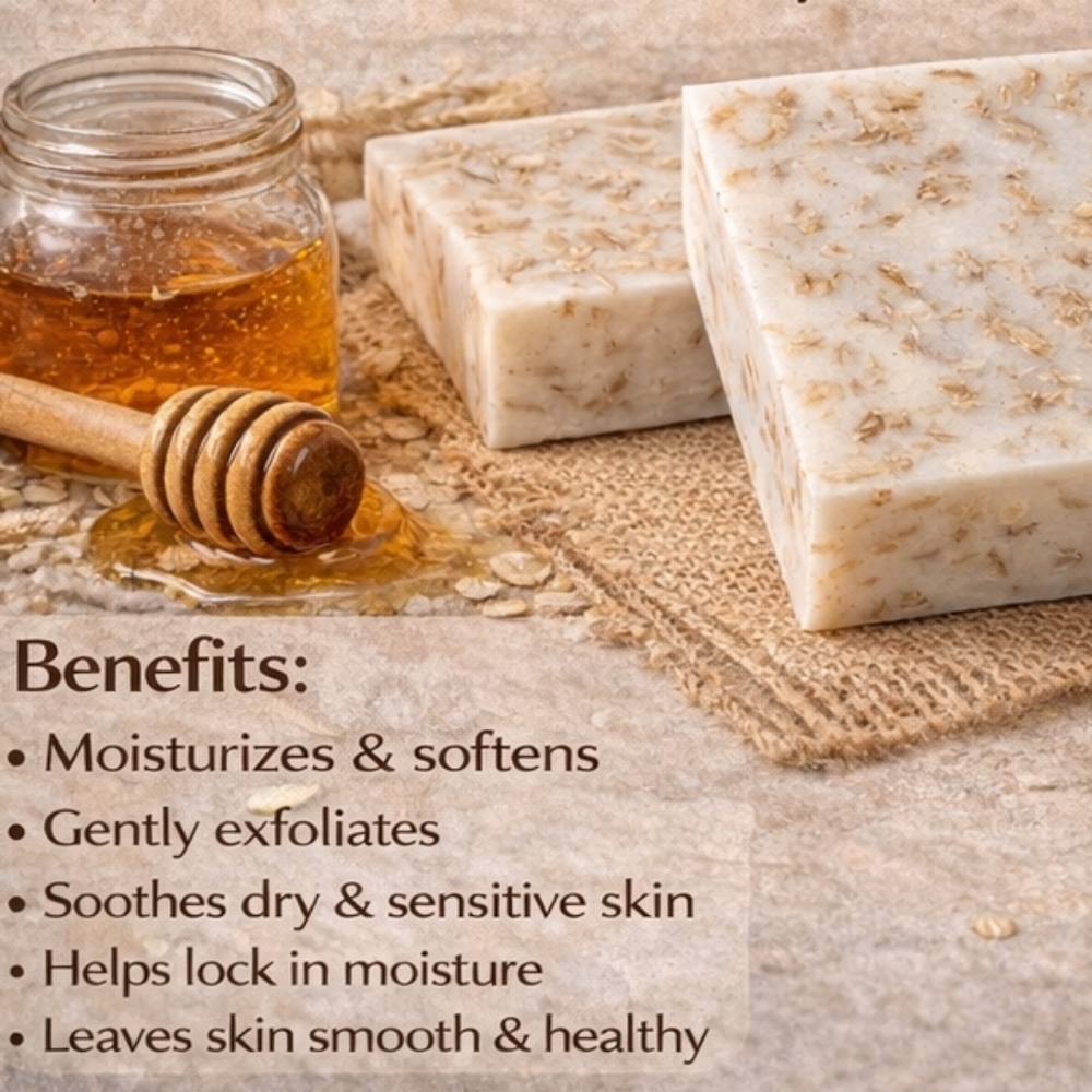 NEW & IMPROVED! Oatmeal & Honey Shea Butter Soap 4oz Bar - Picture 3 of 10